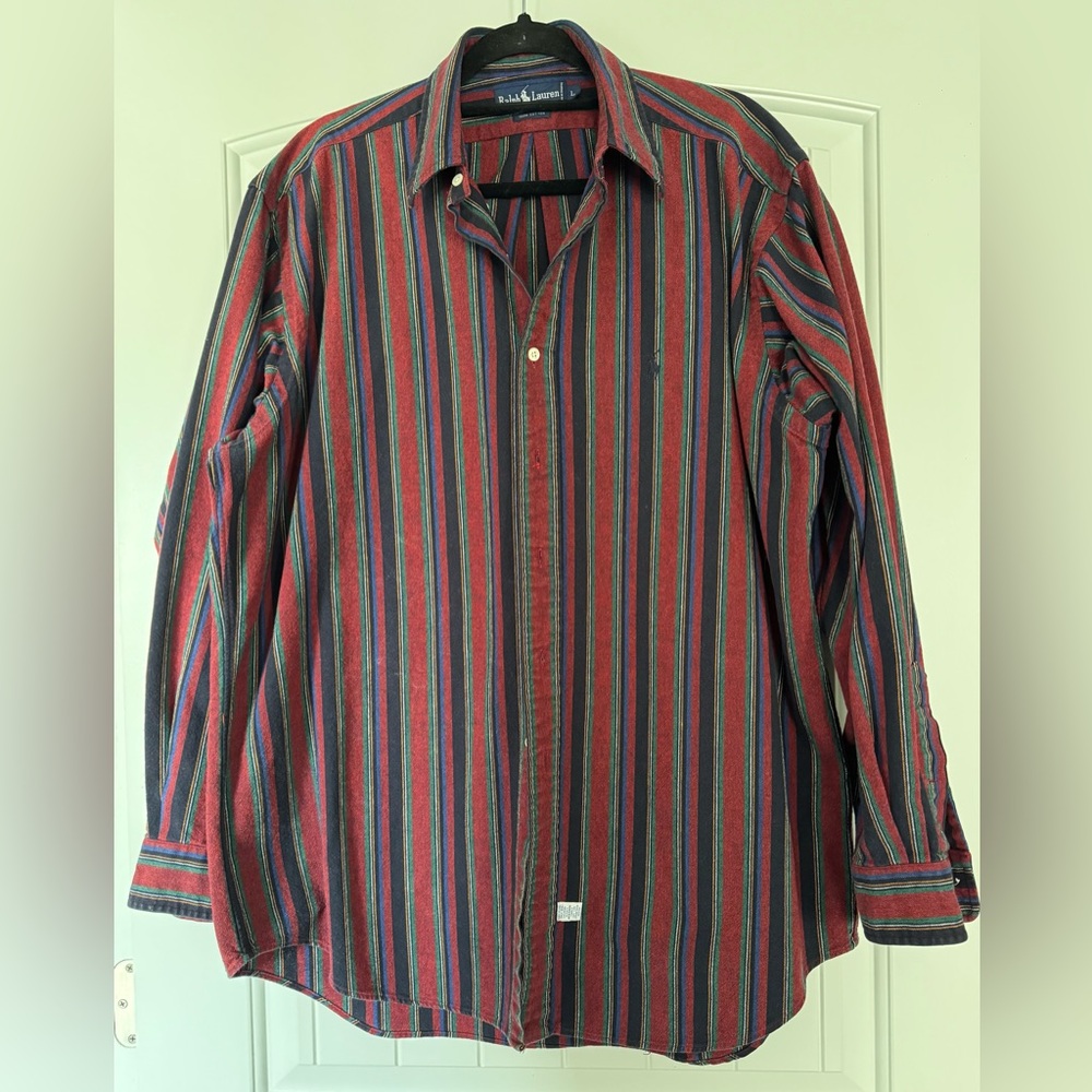 Vtg Ralph Lauren Men's Beacon Southwestern Aztec Red/Blue Stripe Size L